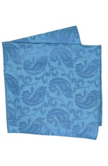 Soprano Sky Blue Paisley Woven Silk Pocket Square